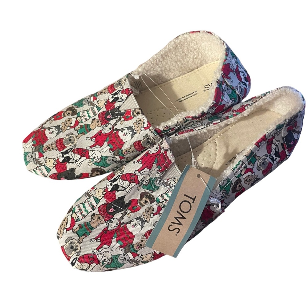 New! Toms Christmas Dogs in Sweaters - Faux Shearling Lined